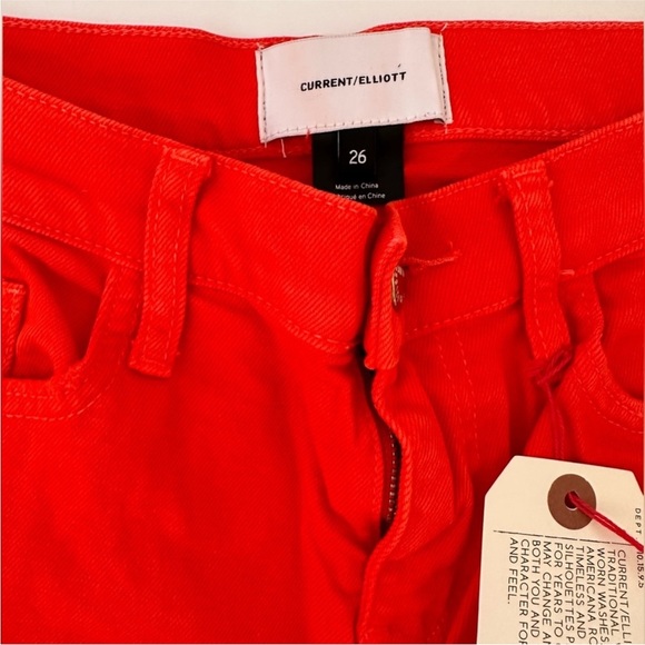 Current/Elliott "The Kick Jean" Fiery Red Cropped Ankle Jeans Women’s Size 26 - Picture 3 of 9